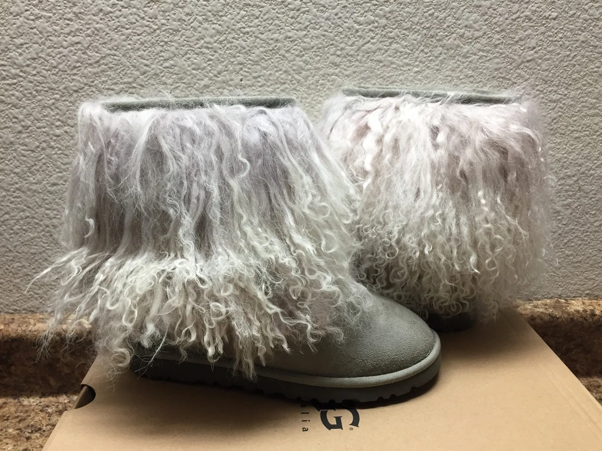 UGG CLASSIC SHORT SHEEPSKIN CUFF GREY GRAY BOOT US 5 EU 36 UK