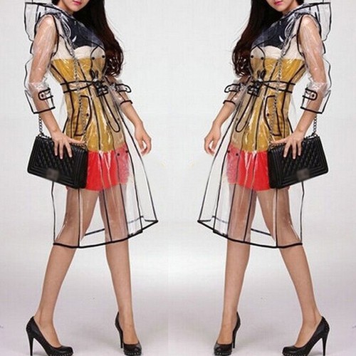Woman Clear See Through Raincoat 