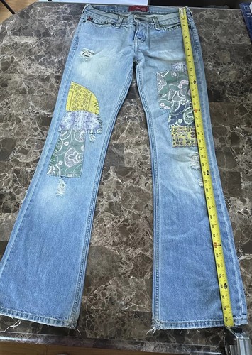 y2k ultra low rise bellbottom flare denim jeans Grunge Bratz Disco 70s Sz XS/S ! - Picture 2 of 21