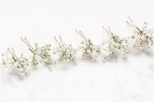 wedding hair pins, hair clips, Gypsophila hair pin, white baby's breath pins