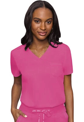 Raspberry Tart Med Couture Touch Scrub V Neck Tuck Top MC7448 RSPT - Image 1 of 4