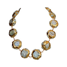 Collar de oro 24k galvanizado de perlas Keshi blancas cultivadas de agua dulce de 19,5"