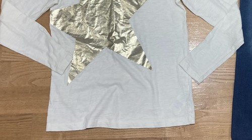 Girl's Crewcuts & Old Navy Outfit Size 8 - Ivory Top w/Gold Star w/Jeans EUC - Picture 4 of 8