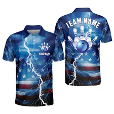 Custom Patriotic Bowling Polo Shirt