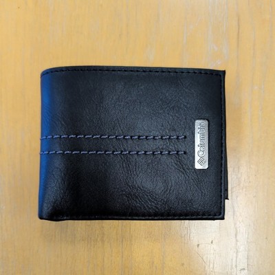 COLUMBIA Mens Shield Security Bifold Black Leather Wallet 
