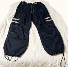 Vintage CAFFEINE Pants Adult Small Blue Parachute Rave Wide Leg Baggy Y2K Skate