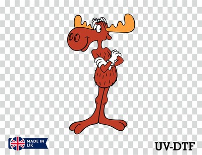 Bullwinkle Elch UV DTF Aufkleber - Glas Laptop Becher Wand Tasse nu160