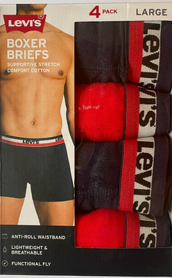 LEVIS's MEN's BOXER Briefs 4 pack LARGE L W 36-38 Various Colors COTTON STRETCH