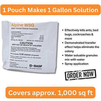 Alpine WSG Insecticide Kills Ants, Flies, Bed Bugs, Cockroach 0.35oz (10g) BASF