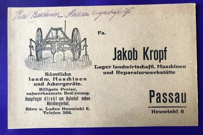 Passau Landwirtschaft Maschinen Ackergeräte Jakob Kropf Werbekarte Nürnberg - Bild 1 von 2