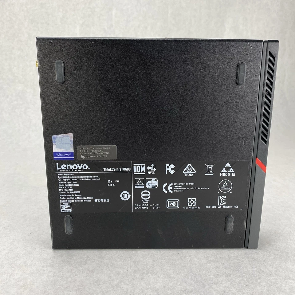 Lenovo ThinkCentre M600 Micro Pentium J3710 1,6 GHz 8 GB de RAM sin HDD OS cable de alimentación Foto 4 de 4