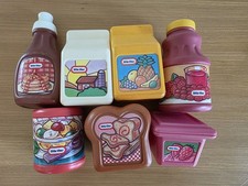 Lot of 7 Little Tikes Play Food: Bread, Milk, Juice, Syrup, Etc.