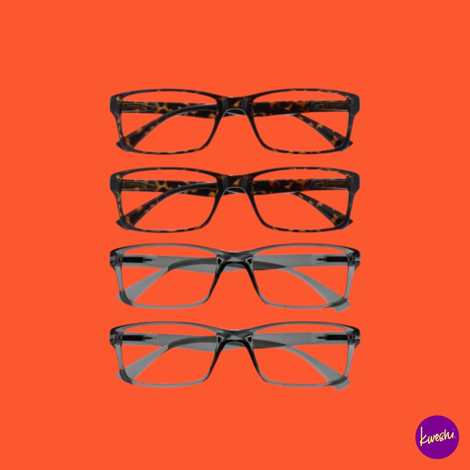 OPULIZE Unisex Reading Glasses, Set of 4, Multicolour, +1.50 Strength