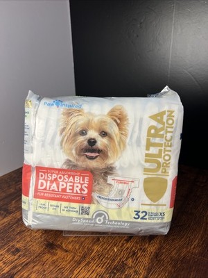 Paw Inspired 13211 Ultra Protection Disposable Dog Diapers Bulk - 32 Count