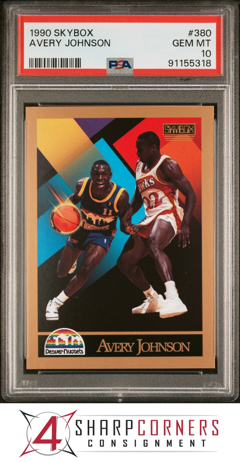 1990 SKYBOX #380 AVERY JOHNSON RC NUGGETS PSA 10