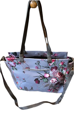 Elliot Lucca Pink Red Roses Artisan Pattern Large Tote Bag/Purse 12x9 - Picture 3 of 3