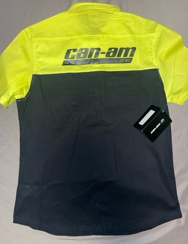 BRP CAN-AM Team Racing Pit Shirt Size LARGE Black NEON Short Sleeve Button NWT - Picture 6 of 8