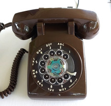 Vintage ITT 500 Brown Rotary Dial Desk Phone 1980
