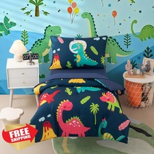 Dozrmey Colorful Dinosaur Toddler Bedding 4pc Set