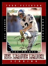 Todd Peterson Hand Signed Autograph Auto Nfl League Leader Inscribed Thegoal.com Todd Peterson Hand Signed Autograph Auto Nfl League Leader Inscribed Thegoal.com