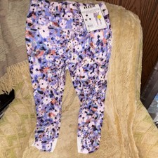 RBX Women's Floral Capri Leggings Squat Proof Compression Pockets Mesh S 21.5"