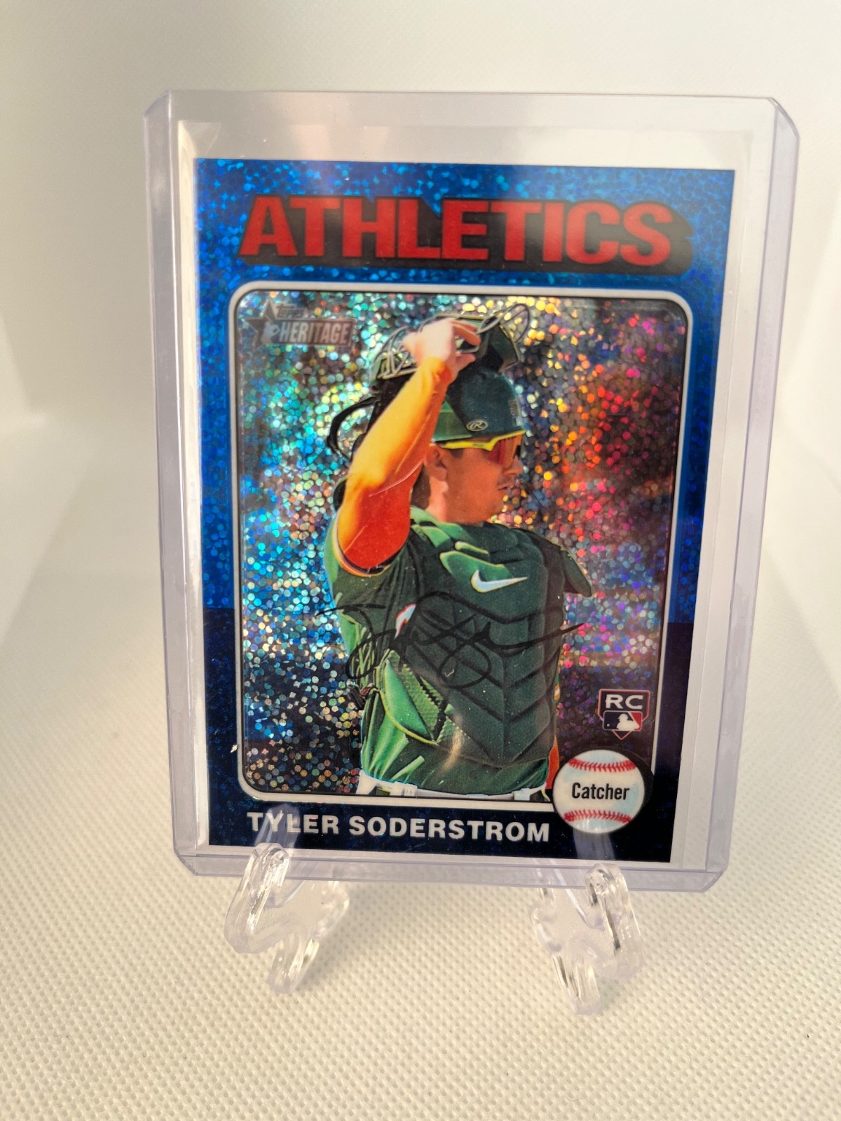 2024 Topps Heritage - Tyler Soderstrom #471 Chrome Blue Sparkle Refractor (RC)