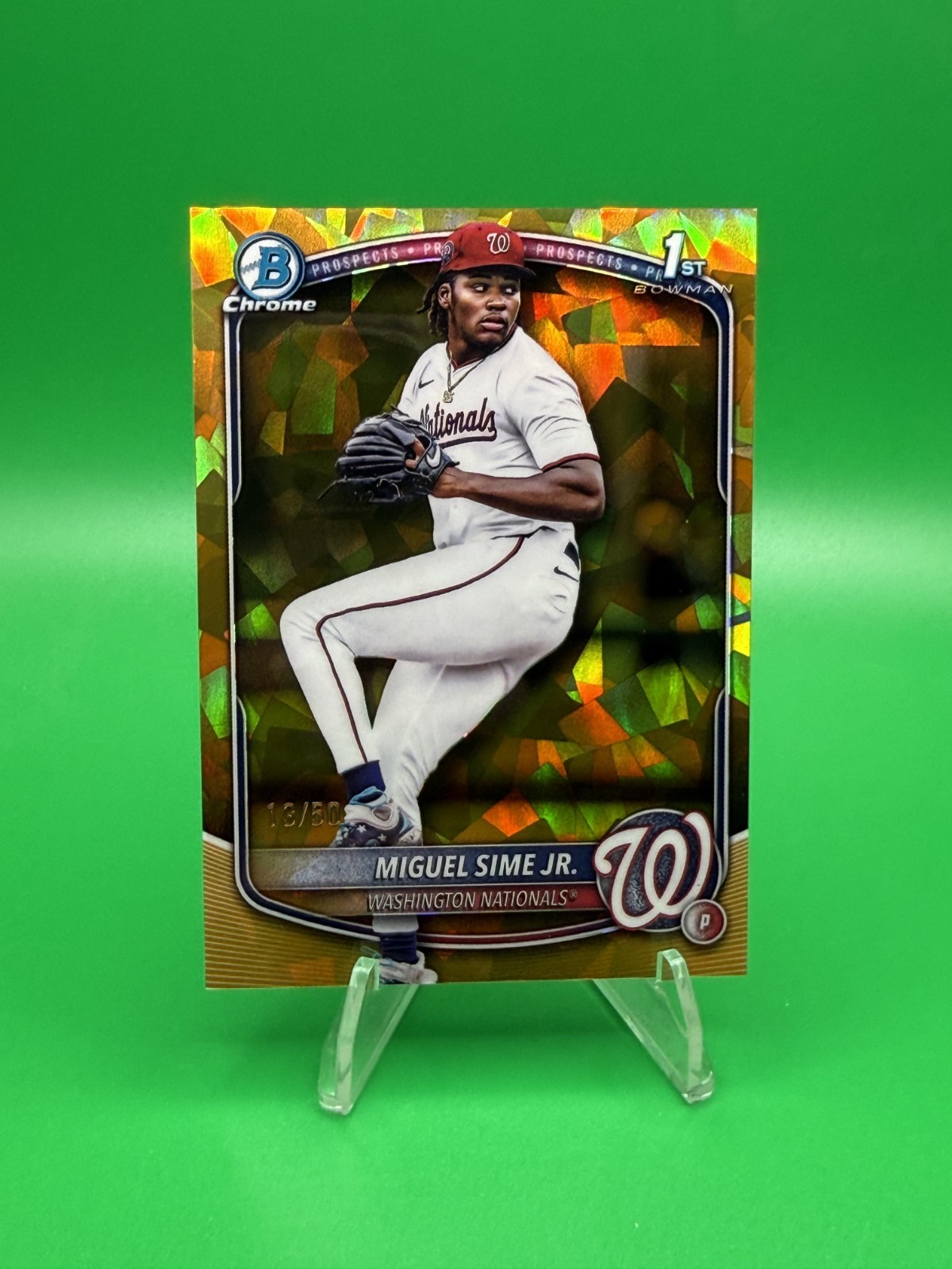 2025 Bowman Draft Sapphire Miguel Sime Jr. Chrome Gold Refractor 1st /50