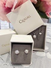 Clogau Caged Pearl Sterling Silver And Rose Gold Stud Earrings And Necklace Set