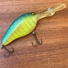 Norman DD22 Crankbait Chartreuse Shad Glitter Deep Diving Bass Vintage 18 Ft.