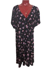 NEW LOVE SEXY WOMEN'S PLUS SIZE 4X BLACK FLORAL WRAP FRONT DRESS- SHORT