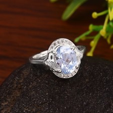 AAA Aquamarine Ring Solid 925 Sterling Silver Wedding Ring 9x7mm Oval Gemstone