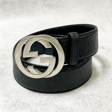 Cintura uomo Gucci GG Shima pelle nero argento usata autentica