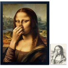 Funny Bathroom Canvas Wall Art Vintage Bathroom Mona Lisa Painting Pictures W...