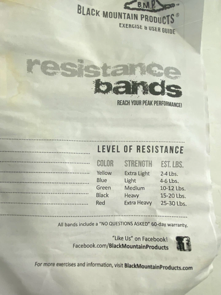 Black Mountain Products 5 bandas elásticas de resistencia bolsa con cremallera guía del usuario fitness Foto 2 de 4