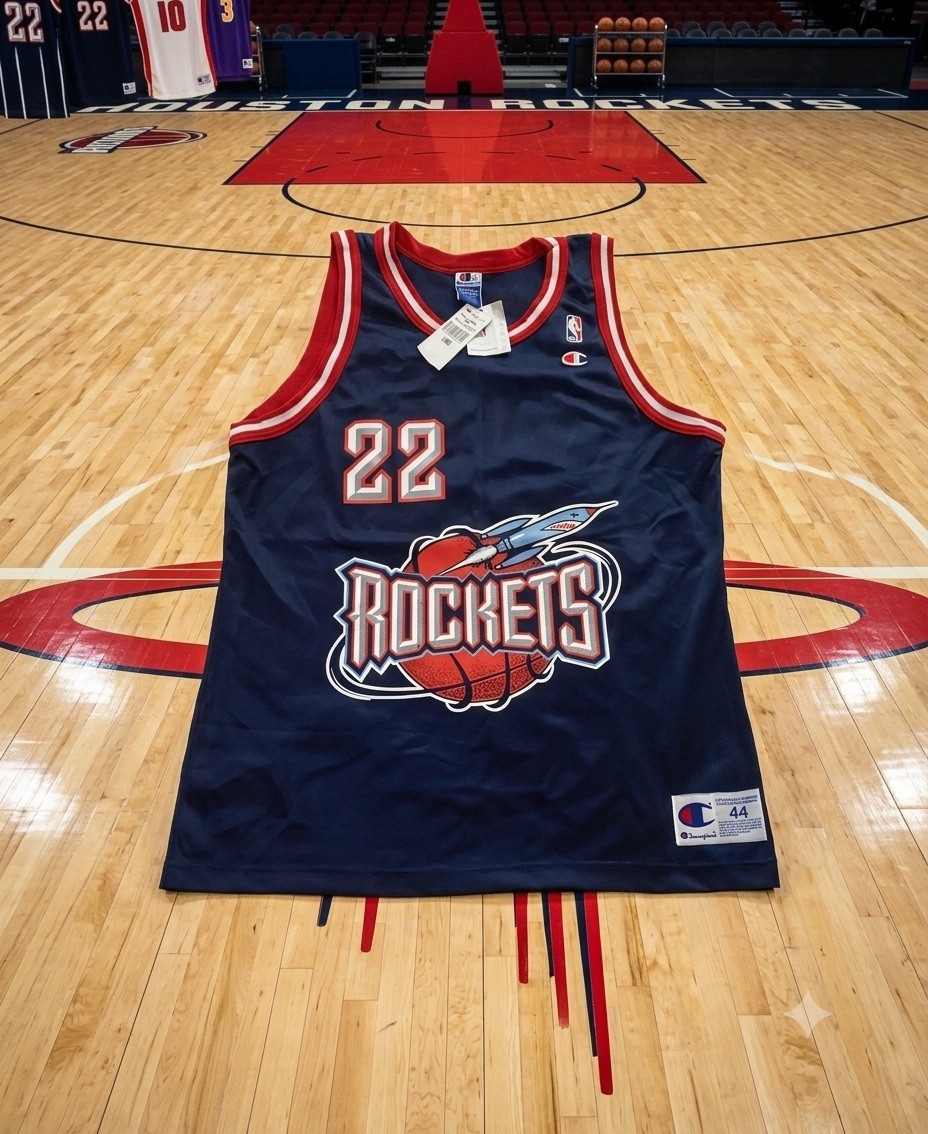 Vintage Champion Houston Rockets Clyde Drexler #22 NBA Jersey Size 44 Large