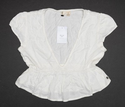 NEW Womens ROXY Sweet Release Woven Beach Girl Crop Top/Shirt White Size Small S