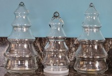 Vintage Libbey Glass Crystal Creations Christmas Tree Jar Set Of 3 - NOS
