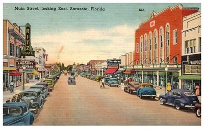 #ad #ad Vintage Postcard 1940s Main Street Sarasota Florida $7.99