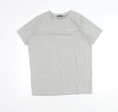 BOXRAW Herren T-Shirt Grau XS Rundhals Kurzarm Baumwolle