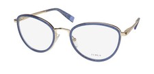 NEW FURLA VFU254 EYEGLASS FRAME BLUE METAL  PLASTIC 53-21-135 0WA2 FULL-RIM