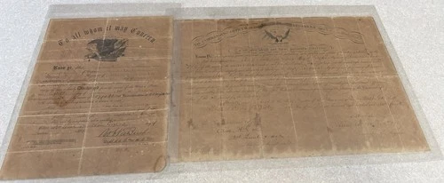 2 Civil War Documents 1864 Promotion & 1865 Discharge 70th Indiana Infantry Regt