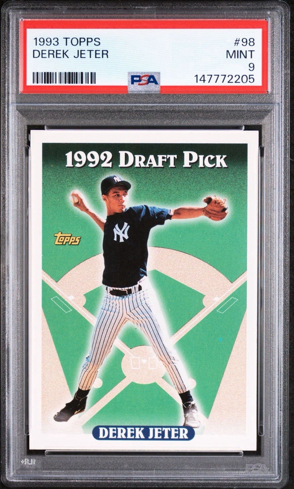 1993 TOPPS DEREK JETER ROOKIE RC PSA 9 DRAFT PICK 1992 YANKEES CAPTAIN #98