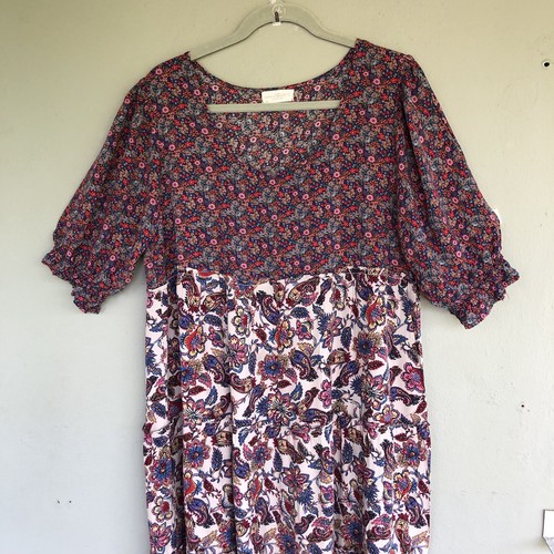 Natural Life Collette Maxi Dress Women L Tiered Ditsy Floral Boho Cottagecore - Picture 3 of 17