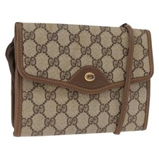 GUCCI GG Supreme Shoulder Bag PVC Beige Gold Auth SW1919