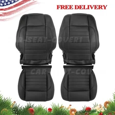 Black For 2010 - 2014 Ford Mustang GT Driver Passenger Bottom & Top Seat Cover