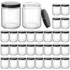 30 Pack 8oz Candle Jars with Lids, Clear Glass Empty Jars with Black Metal Lids
