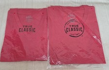 True Classic Men's V-Neck Shirt Short Sleeve RED Size Large Lot of 2 New