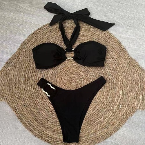 Cutout Backless Solid Color Swimsuit Set for Women Beachwear Summer Essential
