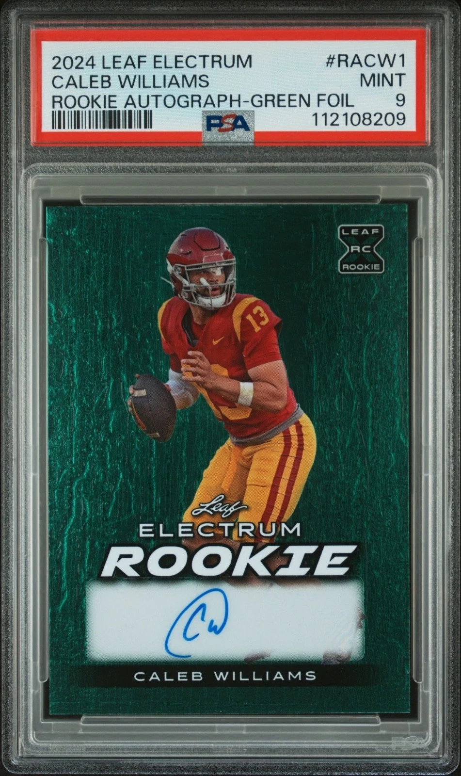 Caleb Williams Leaf Electrum Rookie Autographs #RACW1 Green Foil