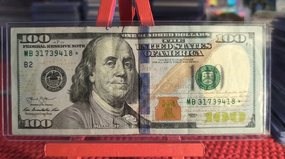 $100 Dollar Bill ⭐*Star Note*⭐ Series 2013 RARE Great Condition #MB31739418 - Image 2 of 3